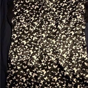 Elegant Black and White Butterfly Pajama Set